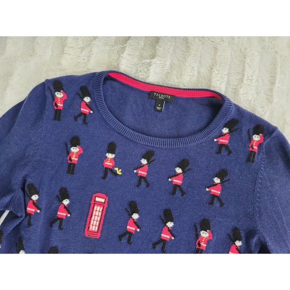 Talbots Preppy Navy Blue Crew Neck London Lightweight Classic Sweater P - Picture 1 of 8